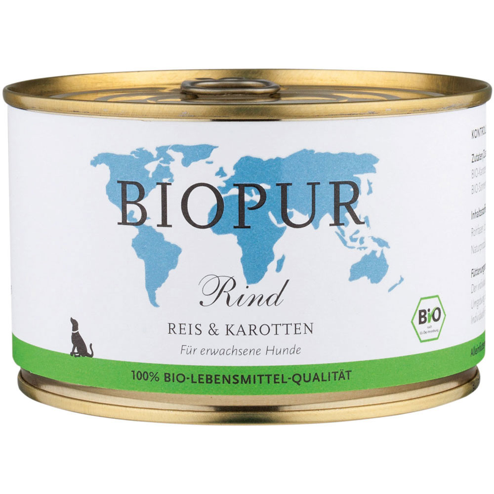 Rind, Reis & Karotten 400 g BioPur Bio Hundefutter - Bild 1