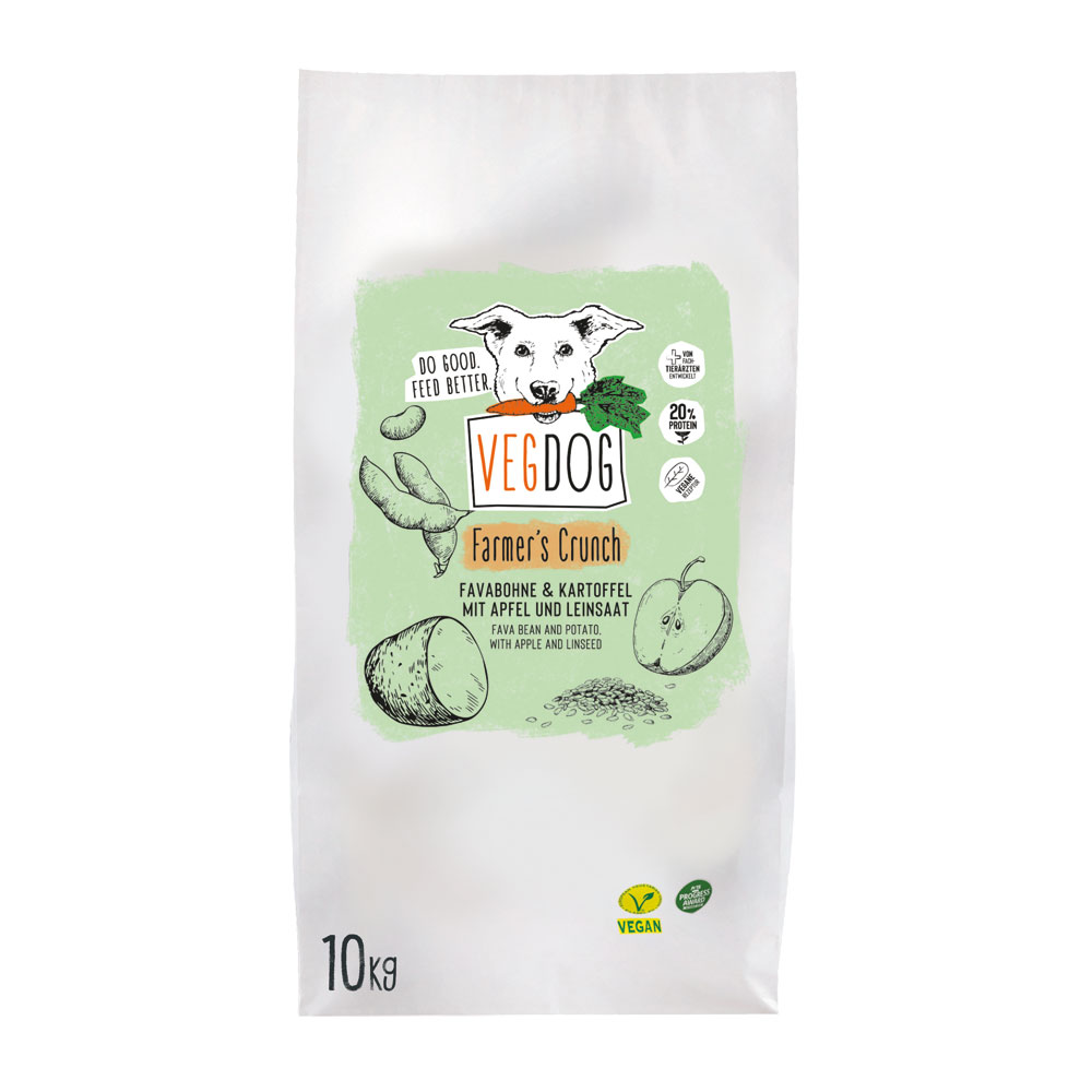 2er-SET Hunde Allein-Trockenfutter Farmers Crunch NICHT BIO vegan 10kg VEGDOG - Bild 1