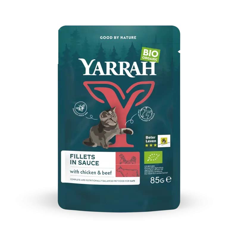 Alleinfutter Katze Bio Filets mit Rind in Sauce 85g Yarrah - Bild 1