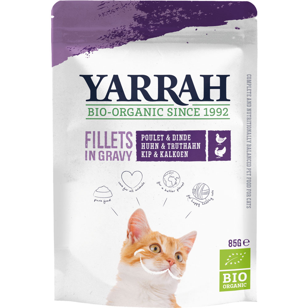 Alleinfutter Katze Bio Filets mit Truthahn in Sauce 85g Yarrah - Bild 1