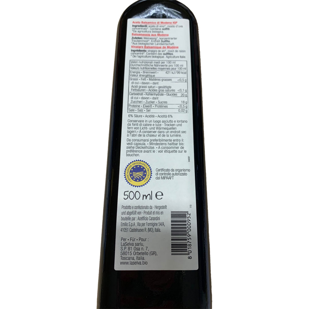 Balsamessig aus Modena / Aceto Balsamico di Modena IGP 500 ml LaSelva - Bild 2