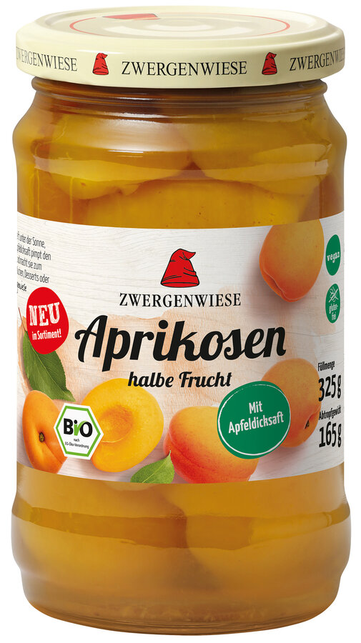 Bio Aprikosen 325g Zwergenwiese (Abtropfgewicht 165g) - Bild 1