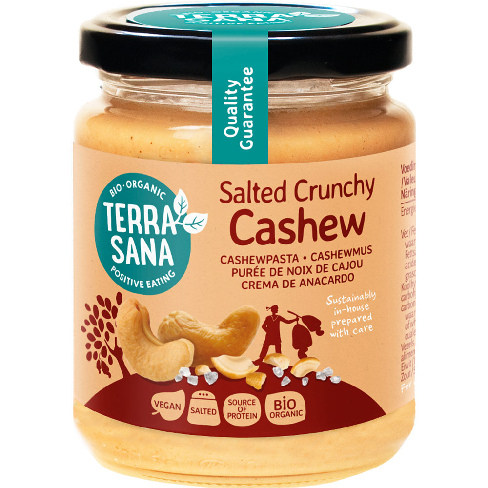Bio Cashewmus Crunchy mit Steinsalz, 250g Schraubglas TerraSana - Bild 1