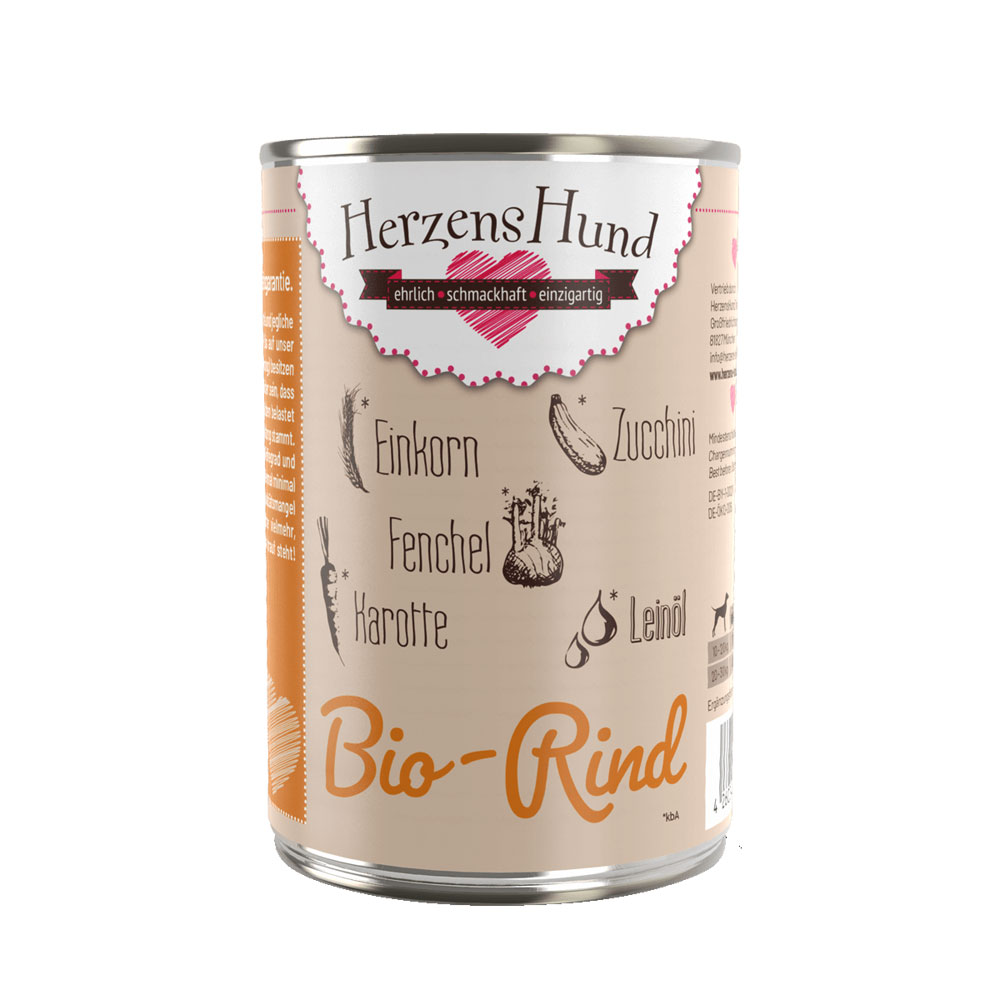 Bio Erg&auml;nzungsfutter Hund Rind, Einkorn 400g Herzens-Hund - Bild 1