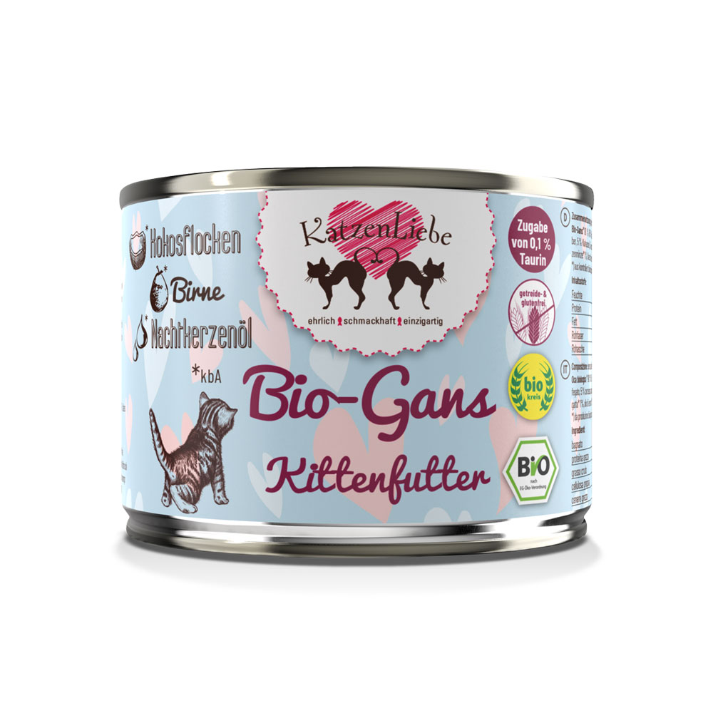 Bio Gans mit Birne, Ergänzungsfutter Kitten 200g  Katzenliebe - Bild 1