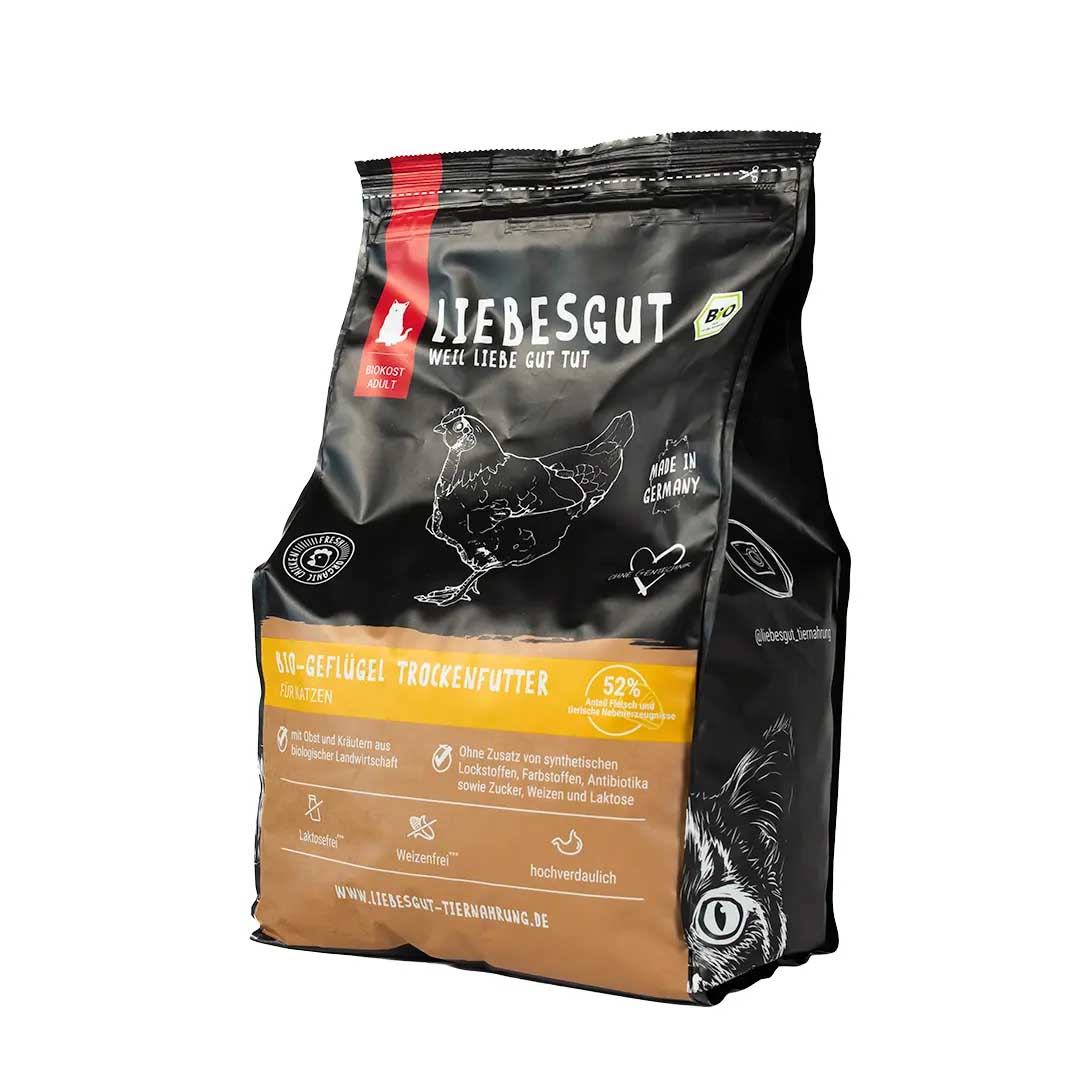 Bio Gefl&uuml;gel Trockenfutter Katze Trockenfutter 1500g Liebesgut - Bild 1