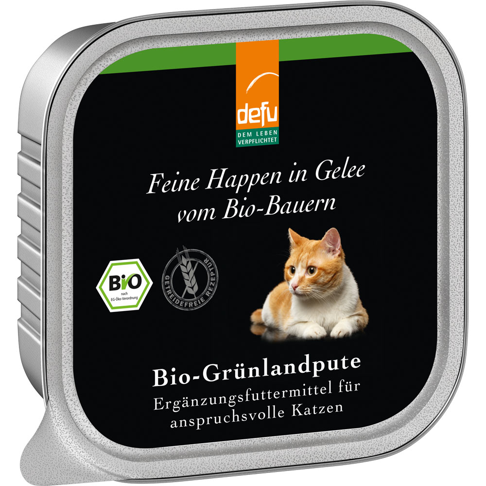 Bio-Gr&uuml;nlandpute in Gelee Erg&auml;nzungsfutter f. Katzen 100g defu - Bild 1