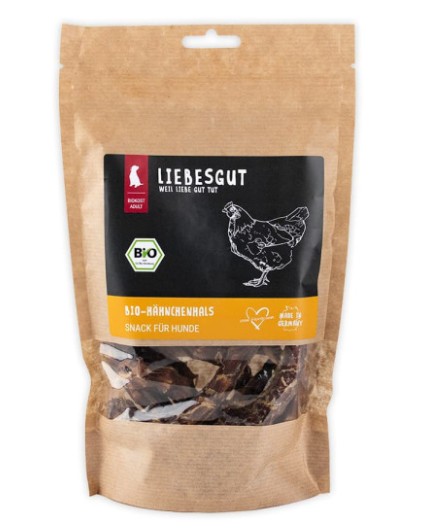 Bio H&auml;hnchen Hals  Hund Kauartikel 100g Liebesgut - Bild 1