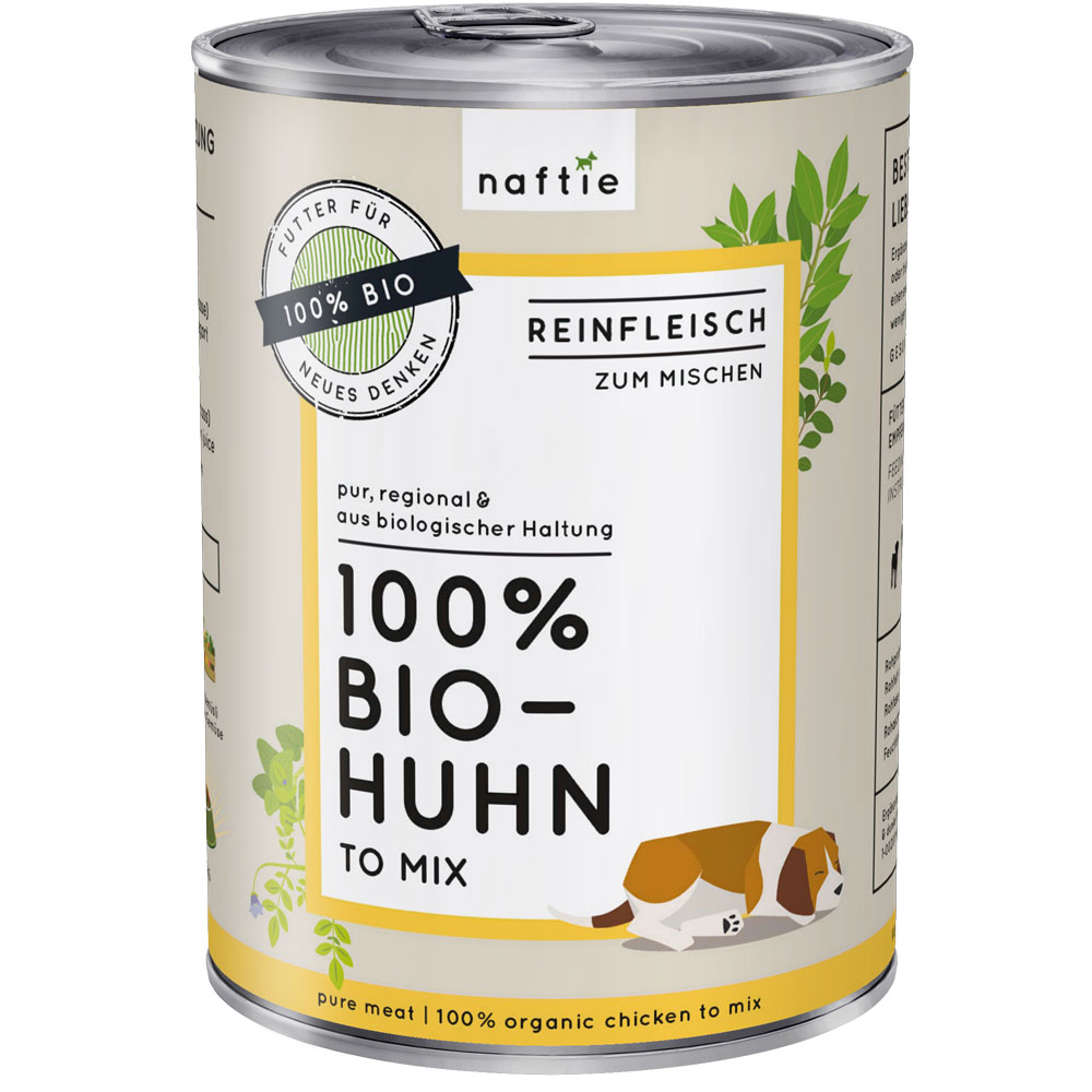 Bio Huhn 100 %, Erg&auml;nzungsfutter f&uuml;r Hund & Katze 400g naftie - Bild 1