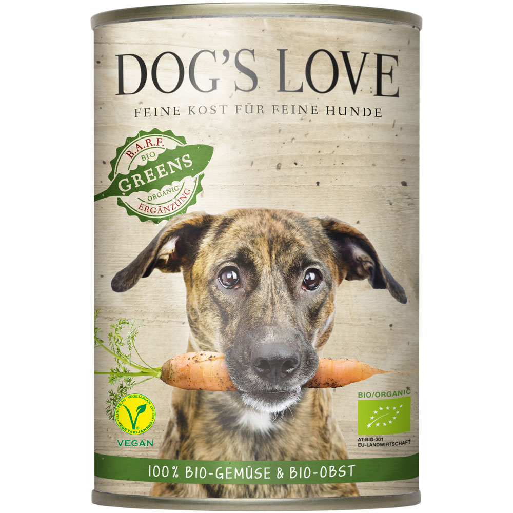 Bio Hunde-Er&auml;nzungsfutter Greens Vegan mit Gem&uuml;se, Obst 400g Dog's Love - Bild 1