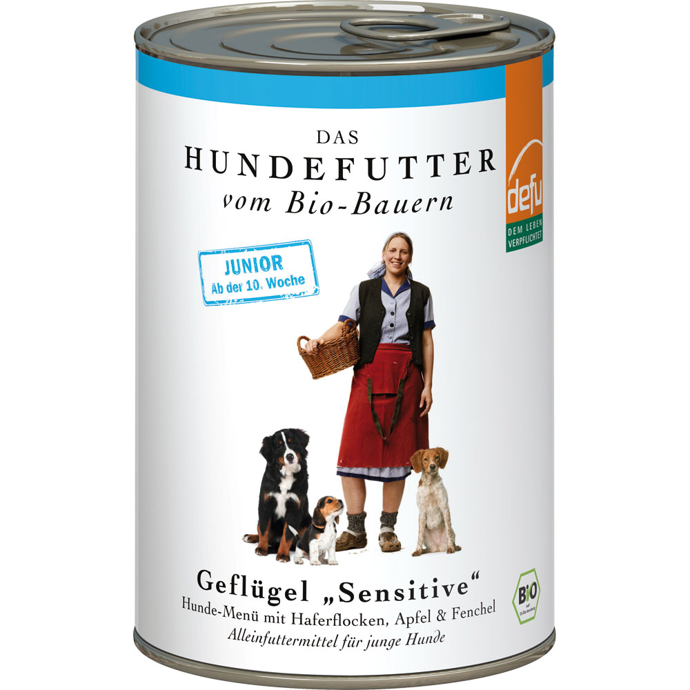 Bio Hundefutter Junior Gefl&uuml;gel Sensitiv 400g defu - Bild 1