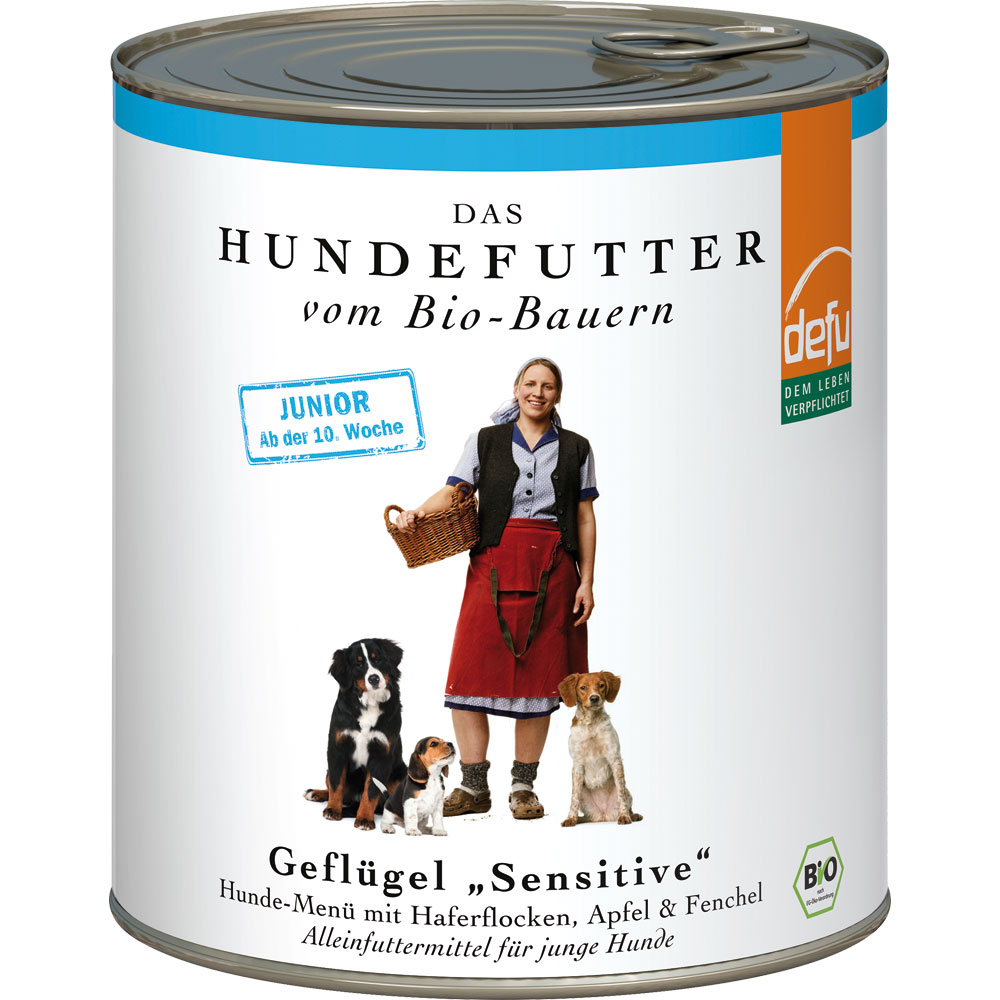 Bio Hundefutter Junior Gefl&uuml;gel Sensitiv 800g defu - Bild 1