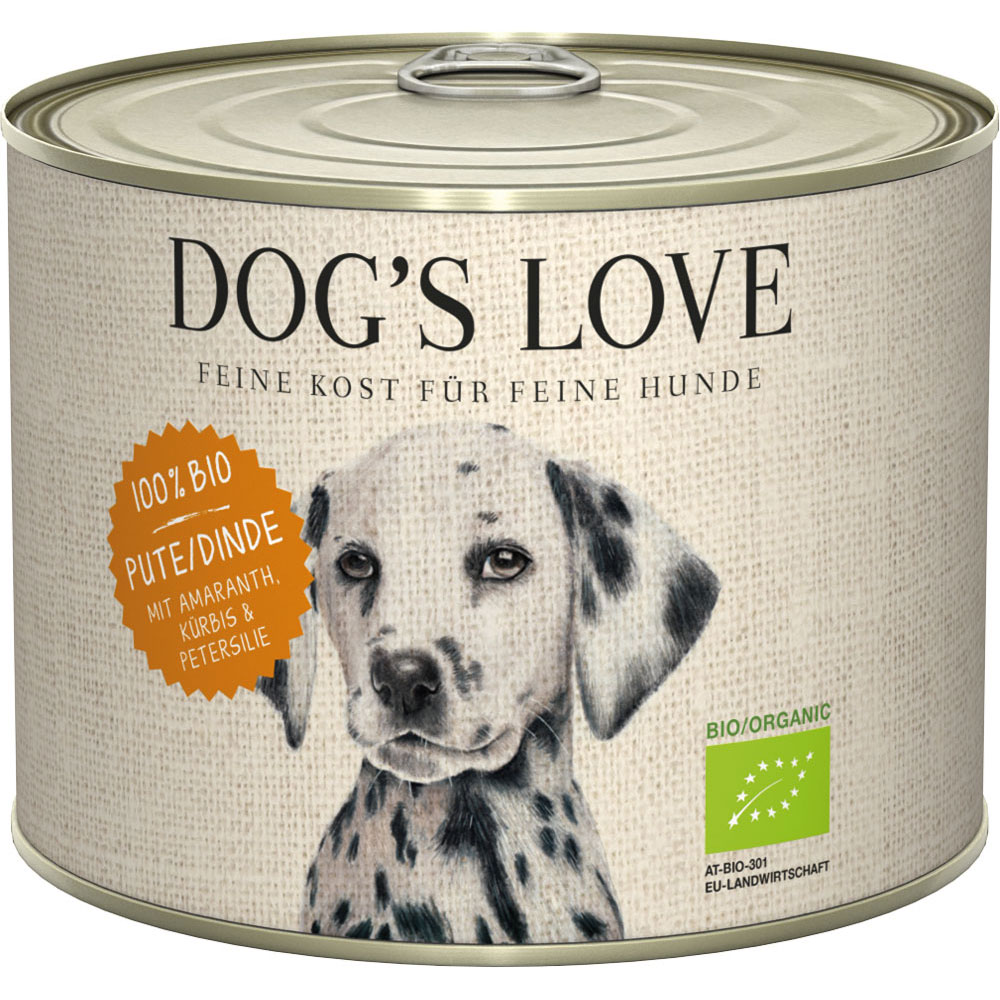 Bio Hundefutter Pute mit Amaranth, Kürbis, Petersilie 200g Dog's Love - Bild 1