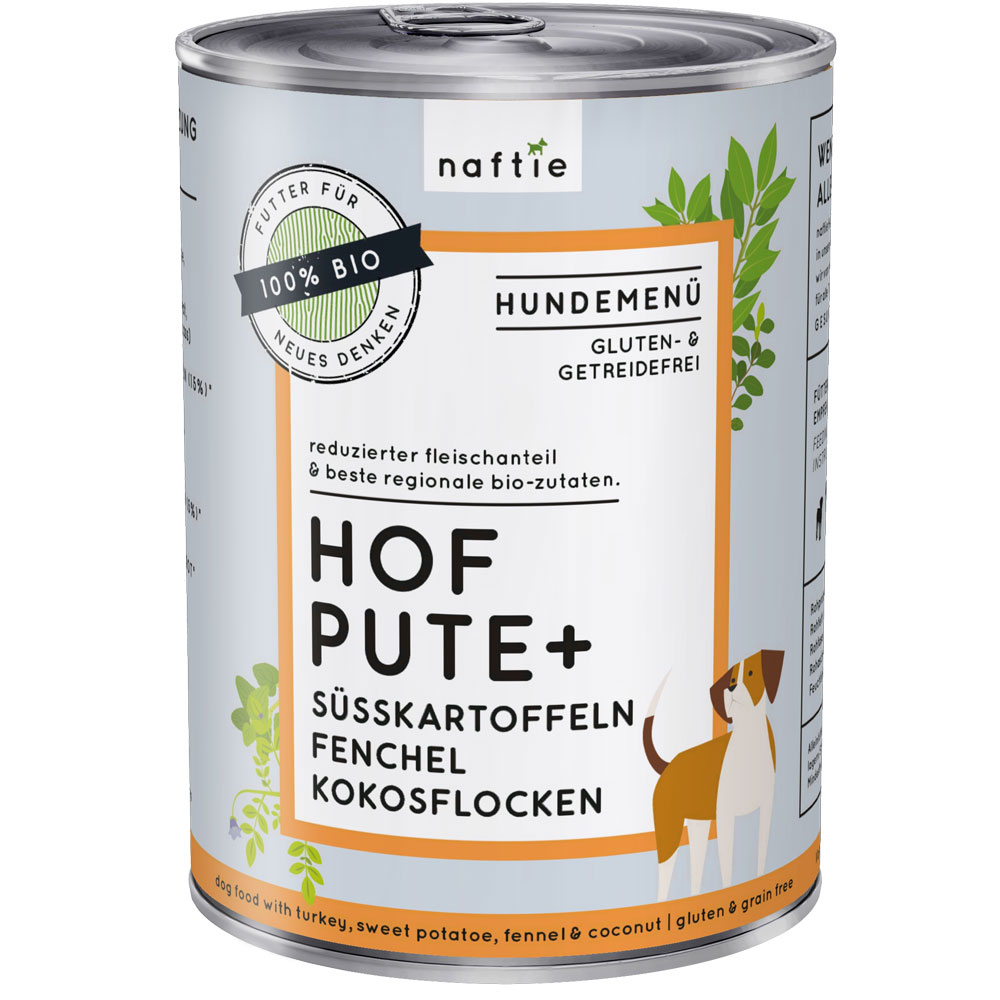 Bio Hundemen&uuml; Hof Pute+ 400g naftie - Bild 1