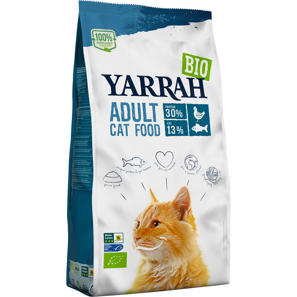 Bio Katzen-Trockenfutter Adult Huhn und Fisch (MSC) 2,4kg Yarrah - Bild 1
