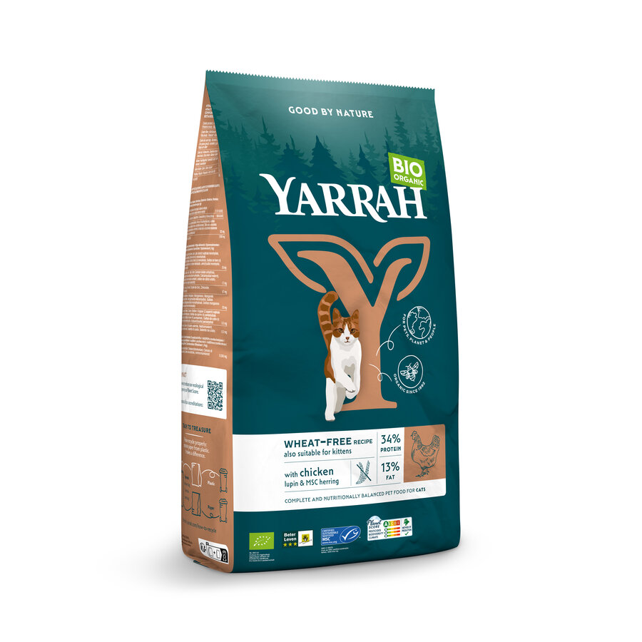 Bio Katzen-Trockenfutter Adult+Kitten Huhn und Fisch (MSC) weizenfrei 10kg Yarr - Bild 1
