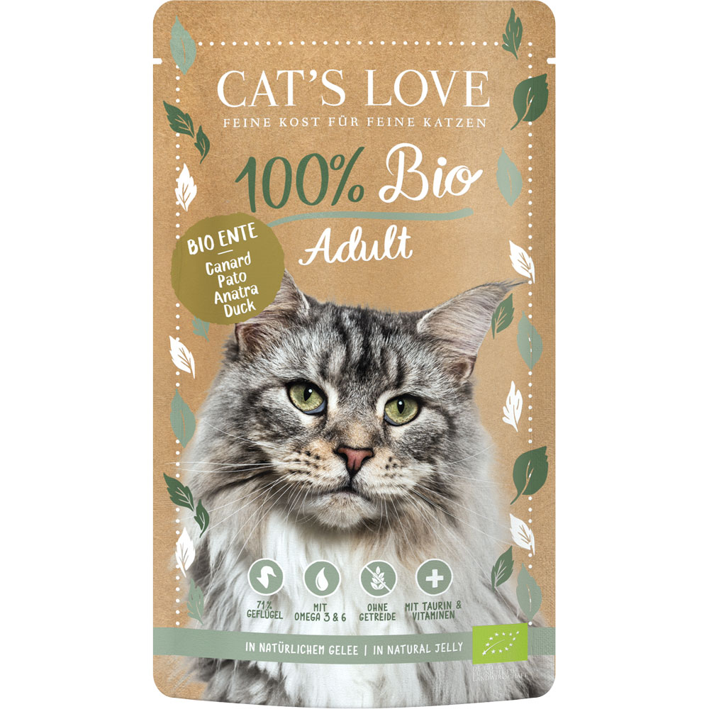 Bio Katzenalleinfutter Ente Adult 100g Cat's Love - Bild 1