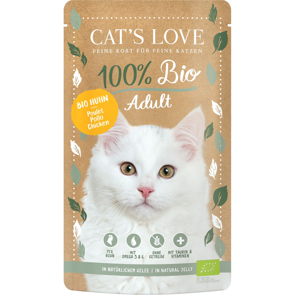 Bio Katzenalleinfutter Huhn Adult 100g Cat's Love - Bild 1