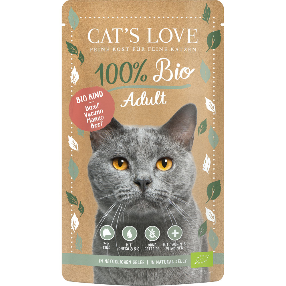 Bio Katzenalleinfutter Rind Adult 100g Cat's Love - Bild 1