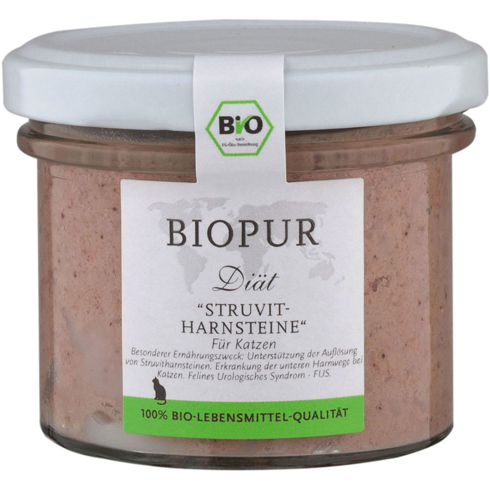 Bio Katzendiätfutter Struvit-Harnsteinen im GLAS! 100g BIOPUR - Bild 1