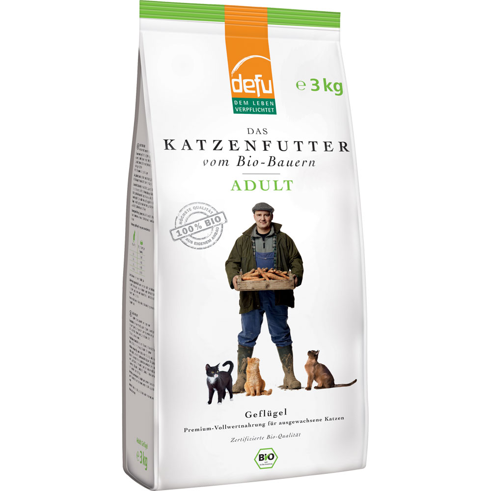 Bio Katzenfutter Adult Gefl&uuml;gel 3kg Defu - Bild 1