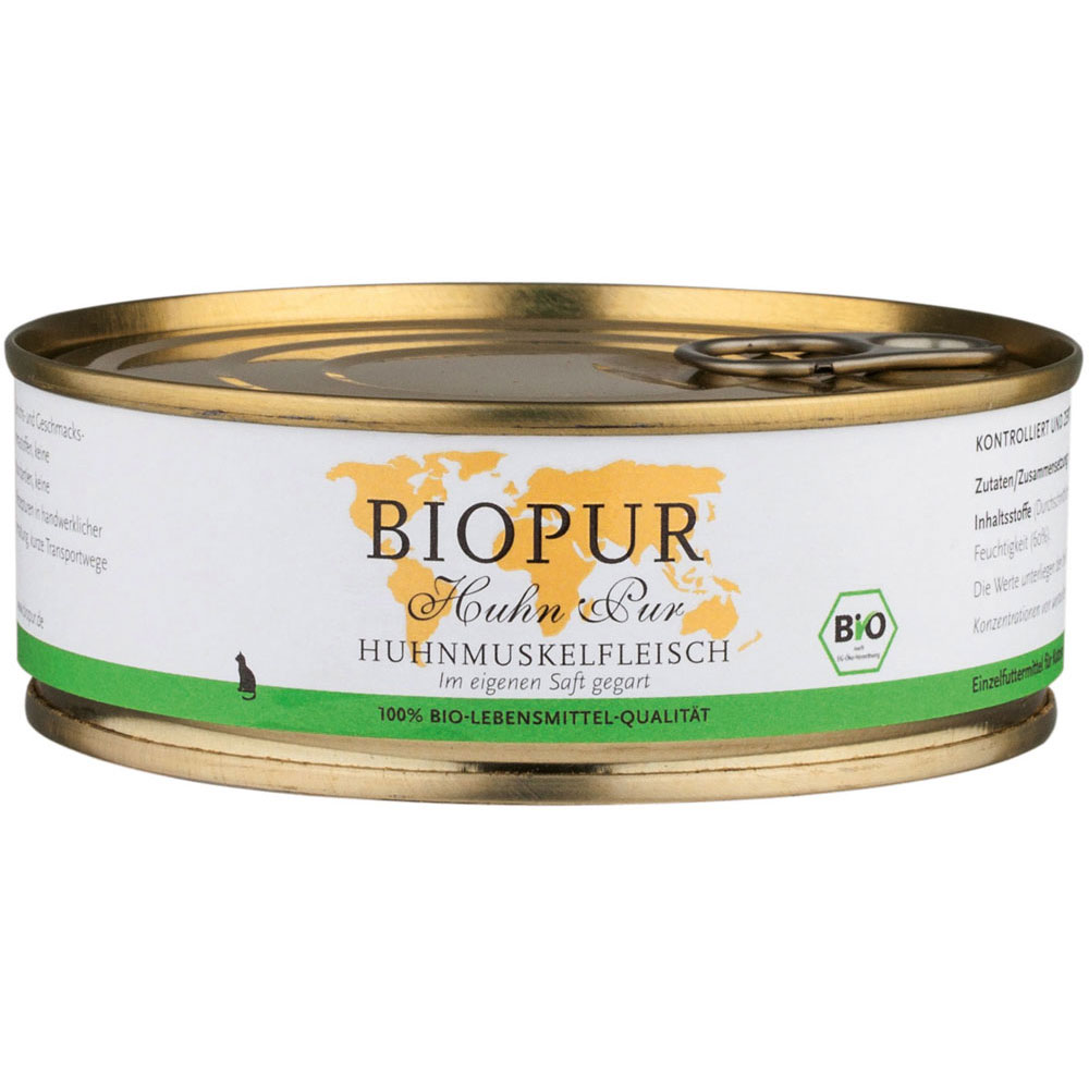 Bio Katzenfutter Huhnmuskelfleisch 200g BIOPUR - Bild 1