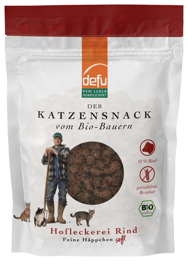 Bio Katzenleckerli Hofleckerei Rind Feine Häppchen soft, 80g defu - Bild 1