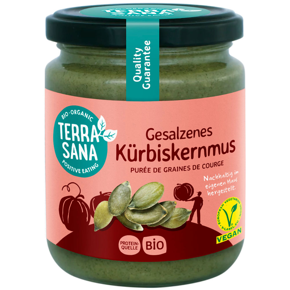 Bio Kürbiskernmus mit Steinsalz, 250g Schraubglas TerraSana - Bild 1