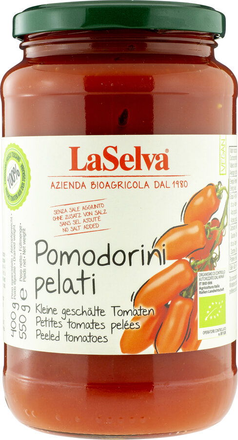 Bio Pomodorini Pelati (KLEINE geschälte Tomaten) 550g La Selva - Bild 1