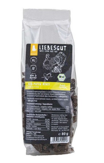 Bio Puten Minis Katze Leckerlis 80g Liebesgut - Bild 1
