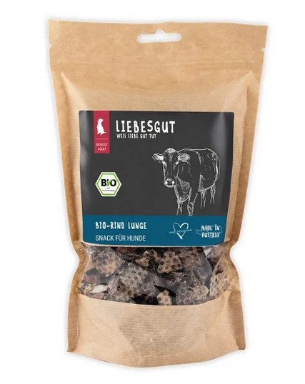 Bio Rind Lunge Traingshappen  Hund Kauartikel 150g Liebesgut - Bild 1