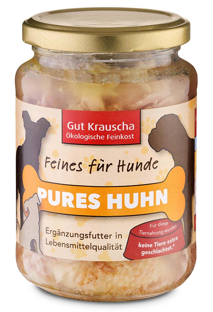 Bio-Tiernahrung Pures Huhn im Glas Hunde Erg&auml;nzungsfutter 320g Gut Krauscha - Bild 1