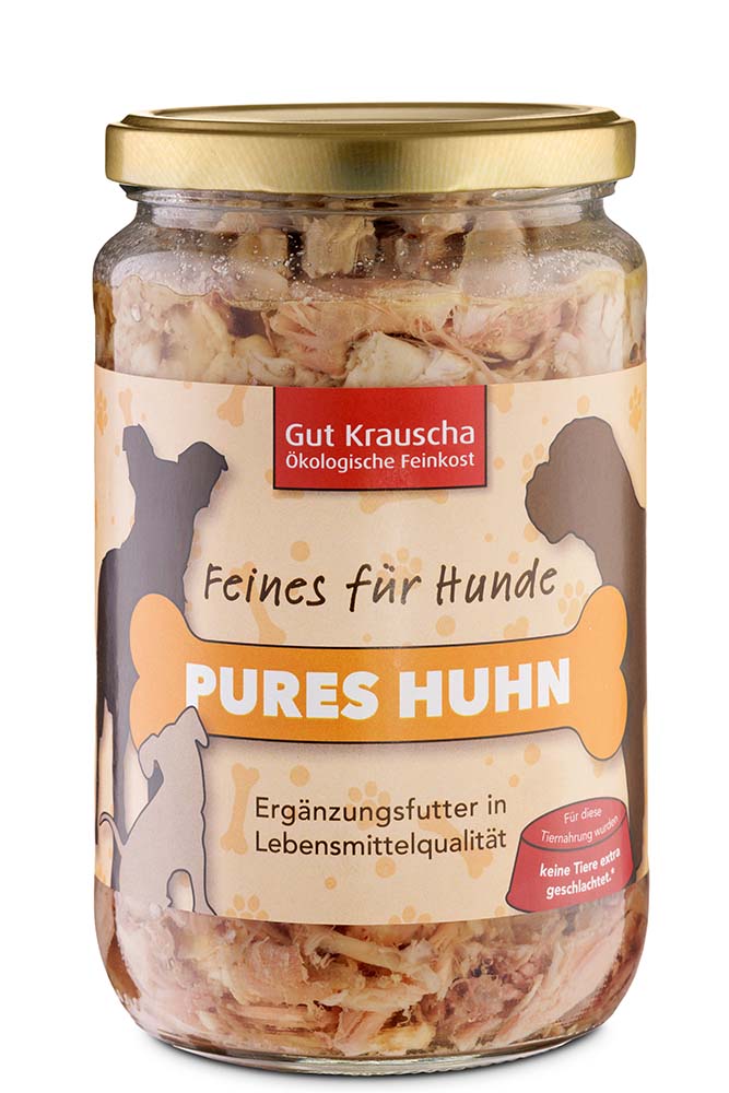 Bio-Tiernahrung Pures Huhn im Glas Hunde Erg&auml;nzungsfutter 630g Gut Krauscha - Bild 1