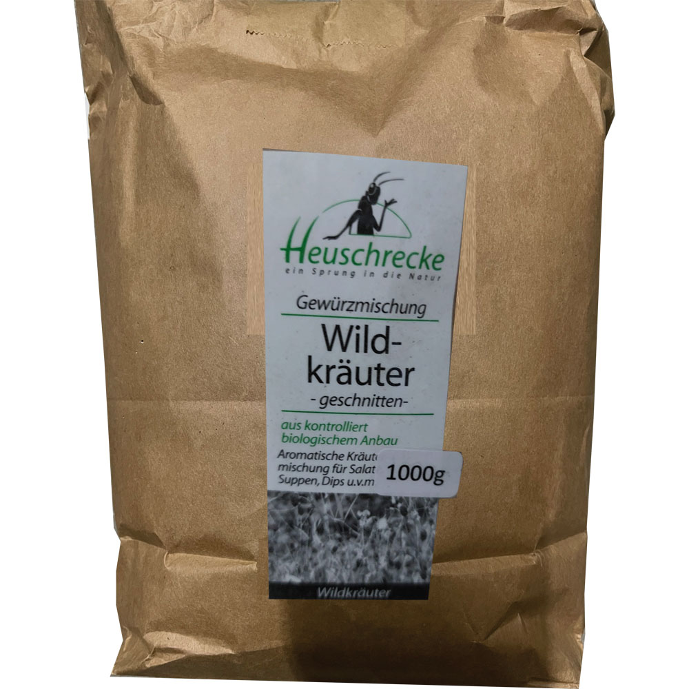 Bio Wildkr&auml;utermischung 2-4mm geschnitten, 1kg Heuschrecke - Bild 1