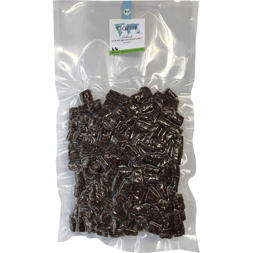 EP KW 38 Rindswurst 250g geschnitten (6-9 mm) BIOPUR Bio Hunde Leckerli - Bild 1