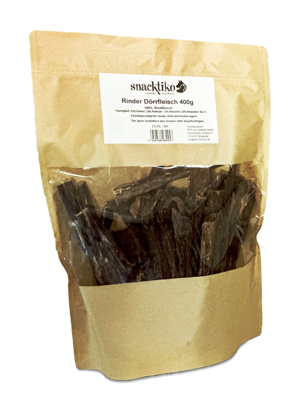 EP KW 42  Bio Hunde Snack Rinder-Dörrfleisch 400g Snacktiko - Bild 1