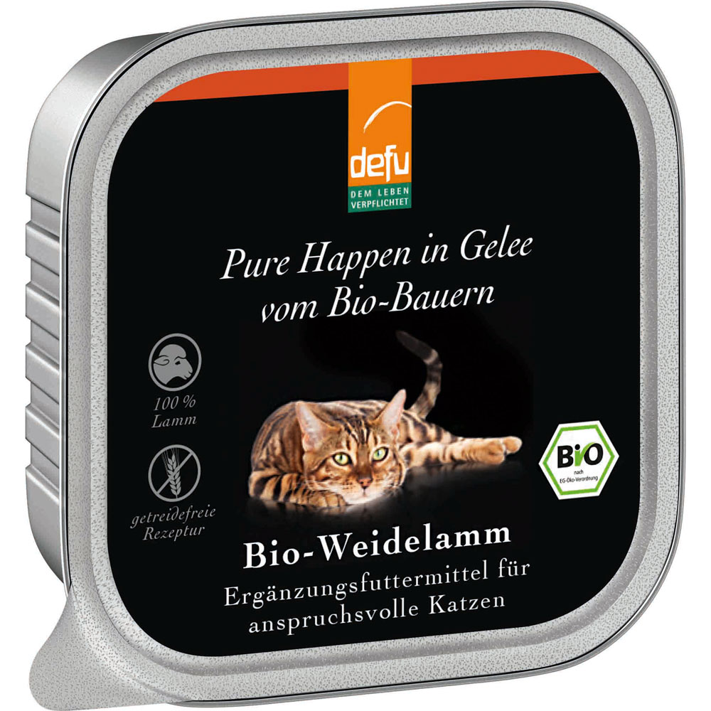 Erg&auml;nzungsfutter Katze Bio-Weidelamm in Gelee 100g defu - Bild 1