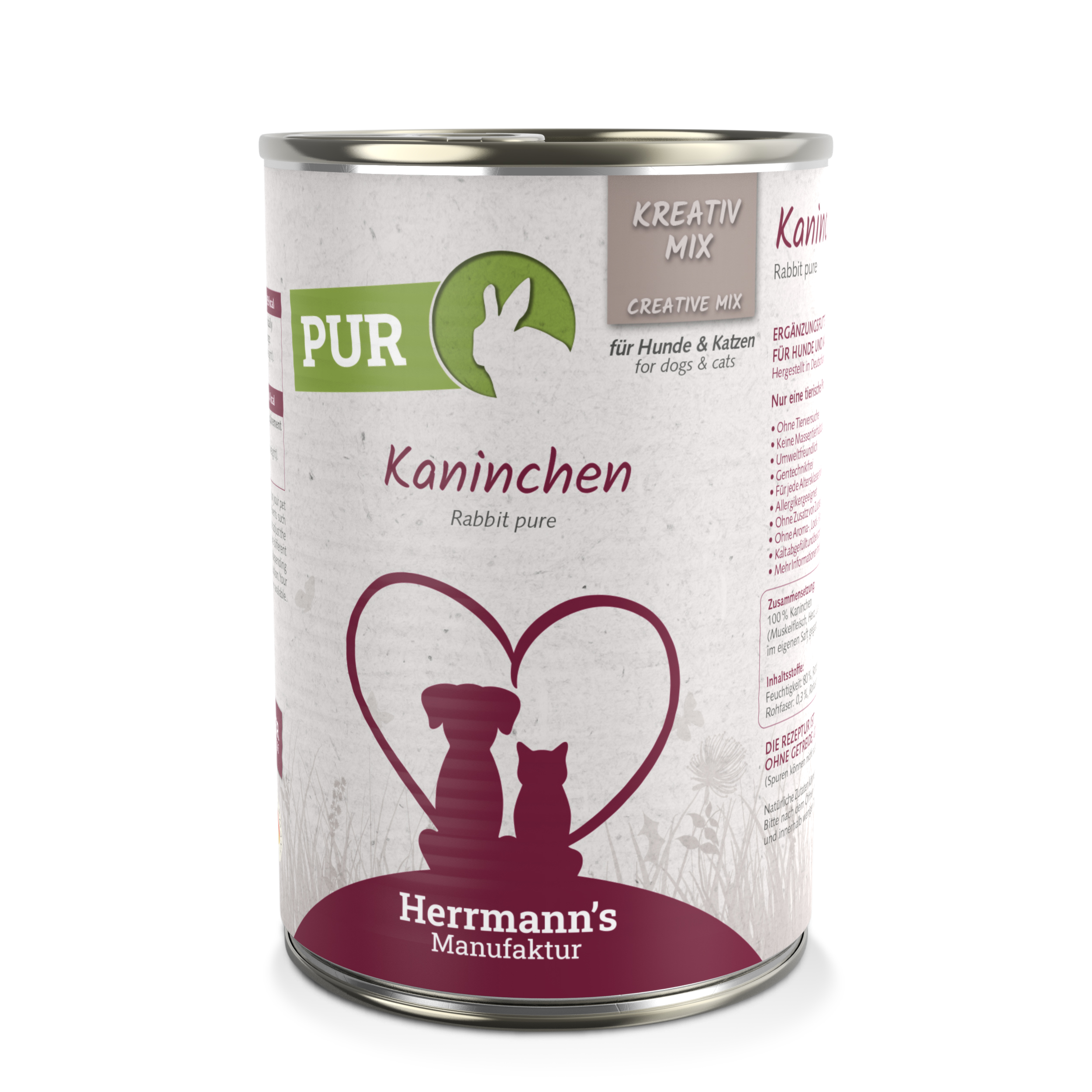Erg&auml;nzungsfutter f. Hund/Katze 100 % Kaninchen (nicht Bio) 400g Herrmann's - Bild 2