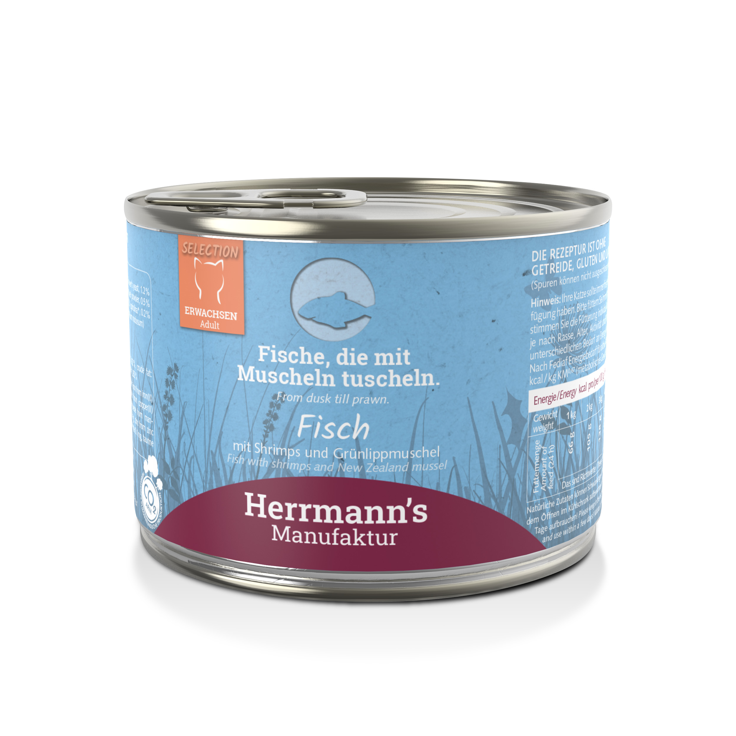 Fisch NICHT BIO, Shrimps, Grünlippmuschel 200g Gluten-, getreidefrei Herrmann's - Bild 1