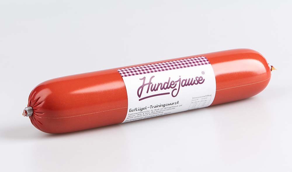 Gefl&uuml;gel-Trainingswurst (NICHT BIO) in Folie 400g Hundejause - Bild 1
