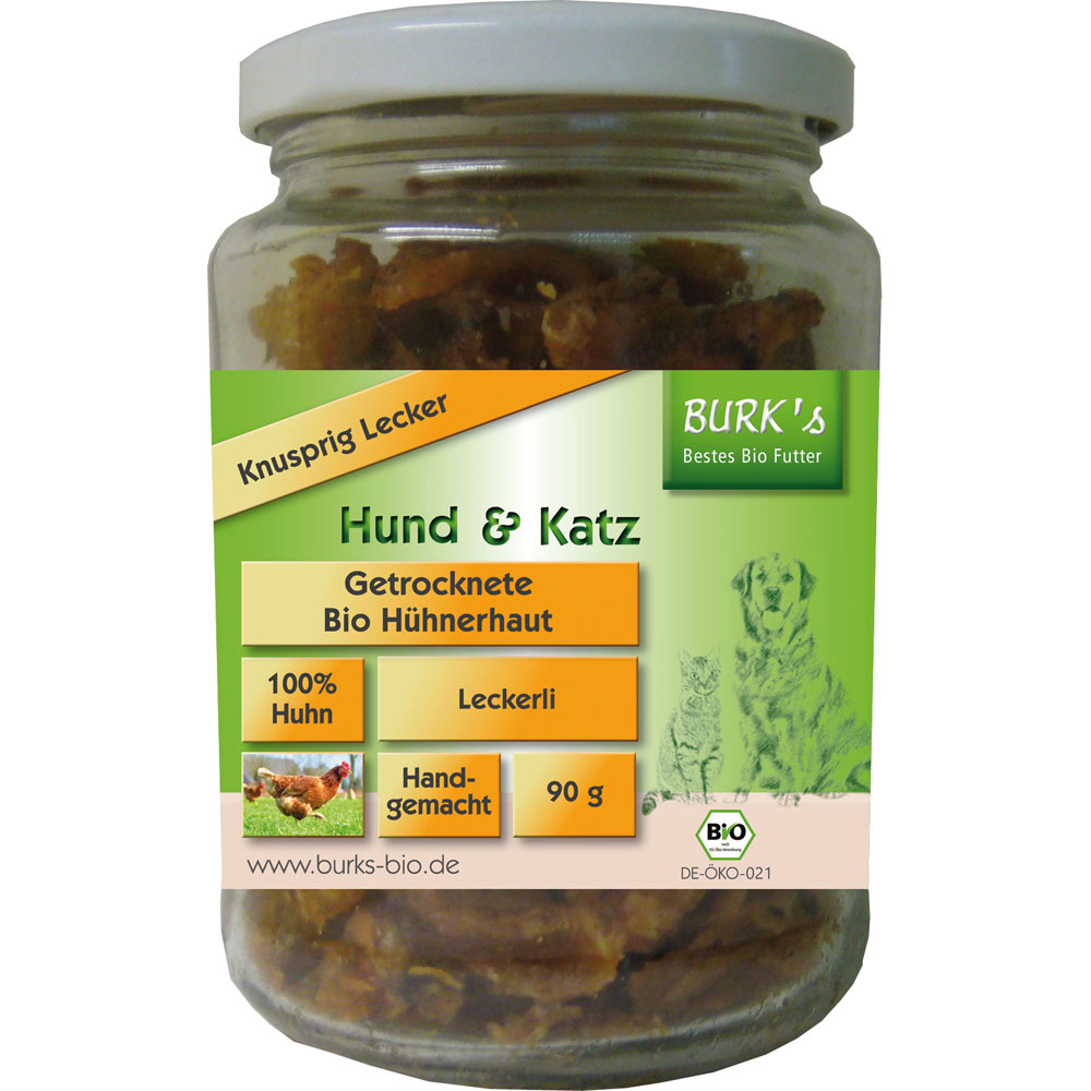 Getrocknete Bio-H&uuml;hnerhaut 90g BURK's - Bild 1