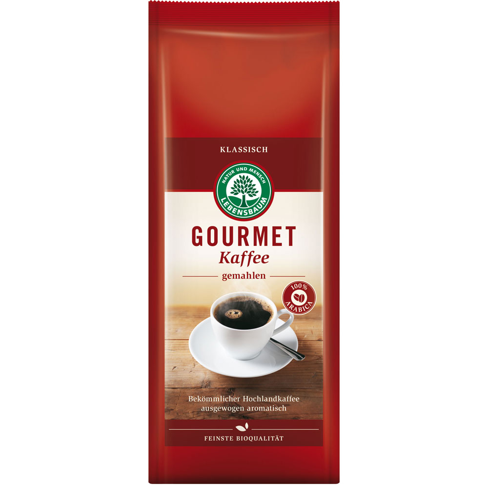 Haltbar bis 09.06.2024     Gourmet-Kaffee, gemahlen 500g Lebensbaum - Bild 1