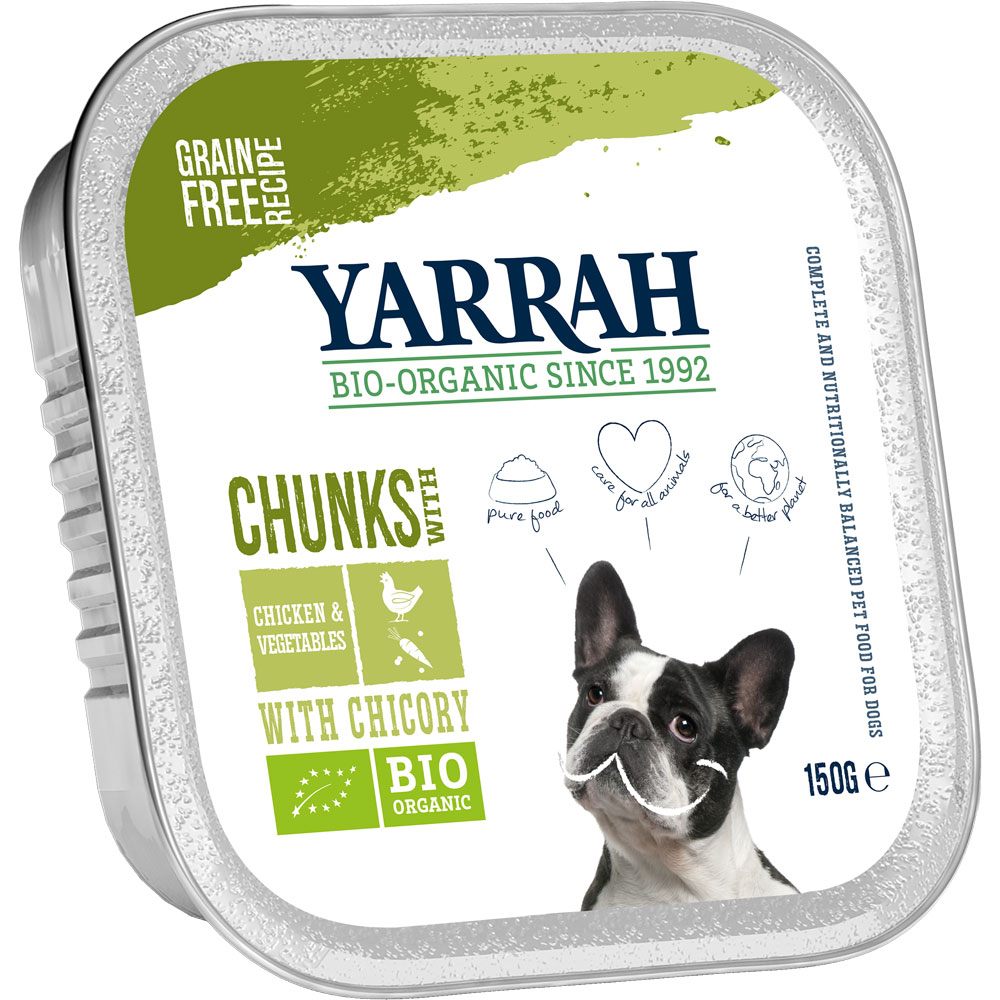 Haltbar bis 11.02.2023  Bröckchen Huhn mit Gemüse in Soße150g Yarrah Bio Hundef. - Bild 1