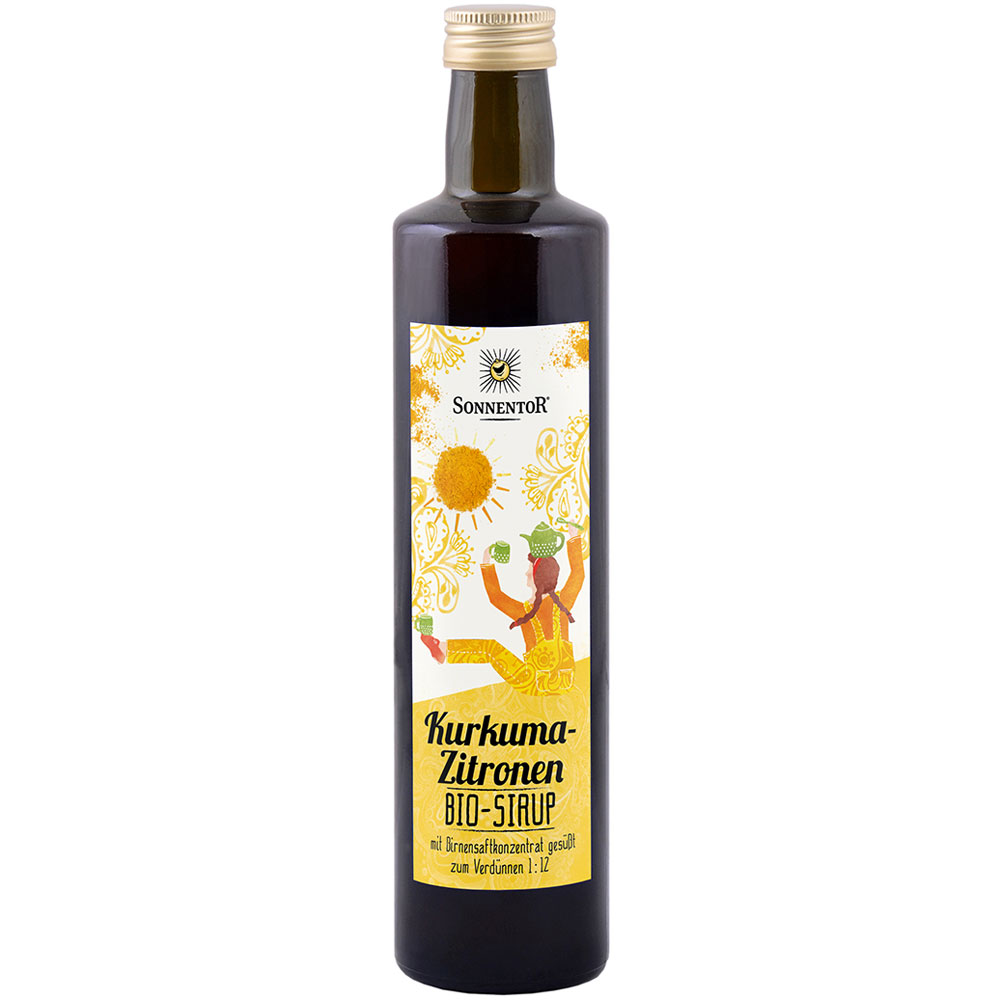 Haltbar bis 31.12.26  Bio Kurkuma-Zitronen Sirup 500ml Sonnentor - Bild 1