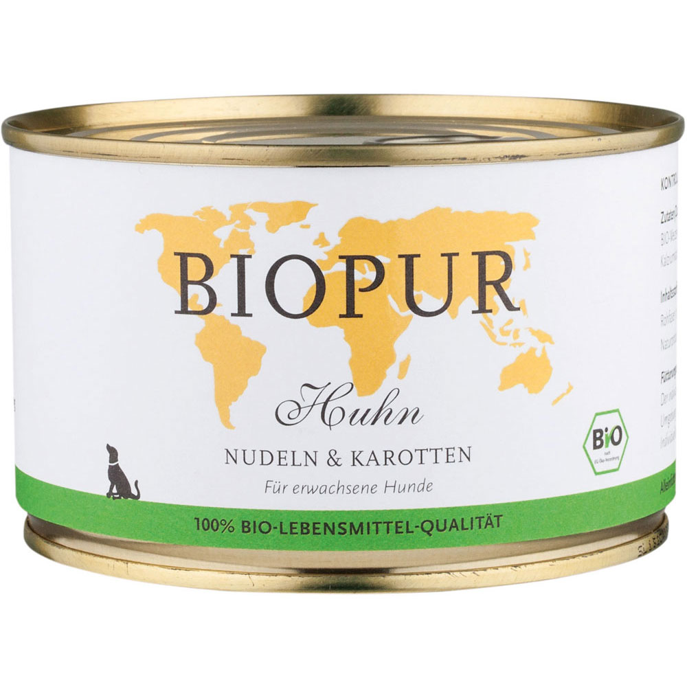 Huhn, Nudeln & Karotten 400 g BioPur Bio Hundefutter - Bild 1