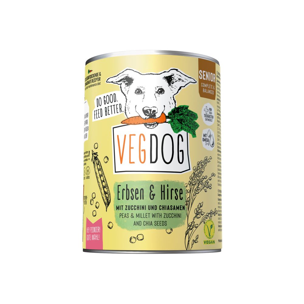 Hunde Alleinfutter Senior Erbsen und Hirse, nicht Bio, vegan 400g VEGDOG - Bild 1
