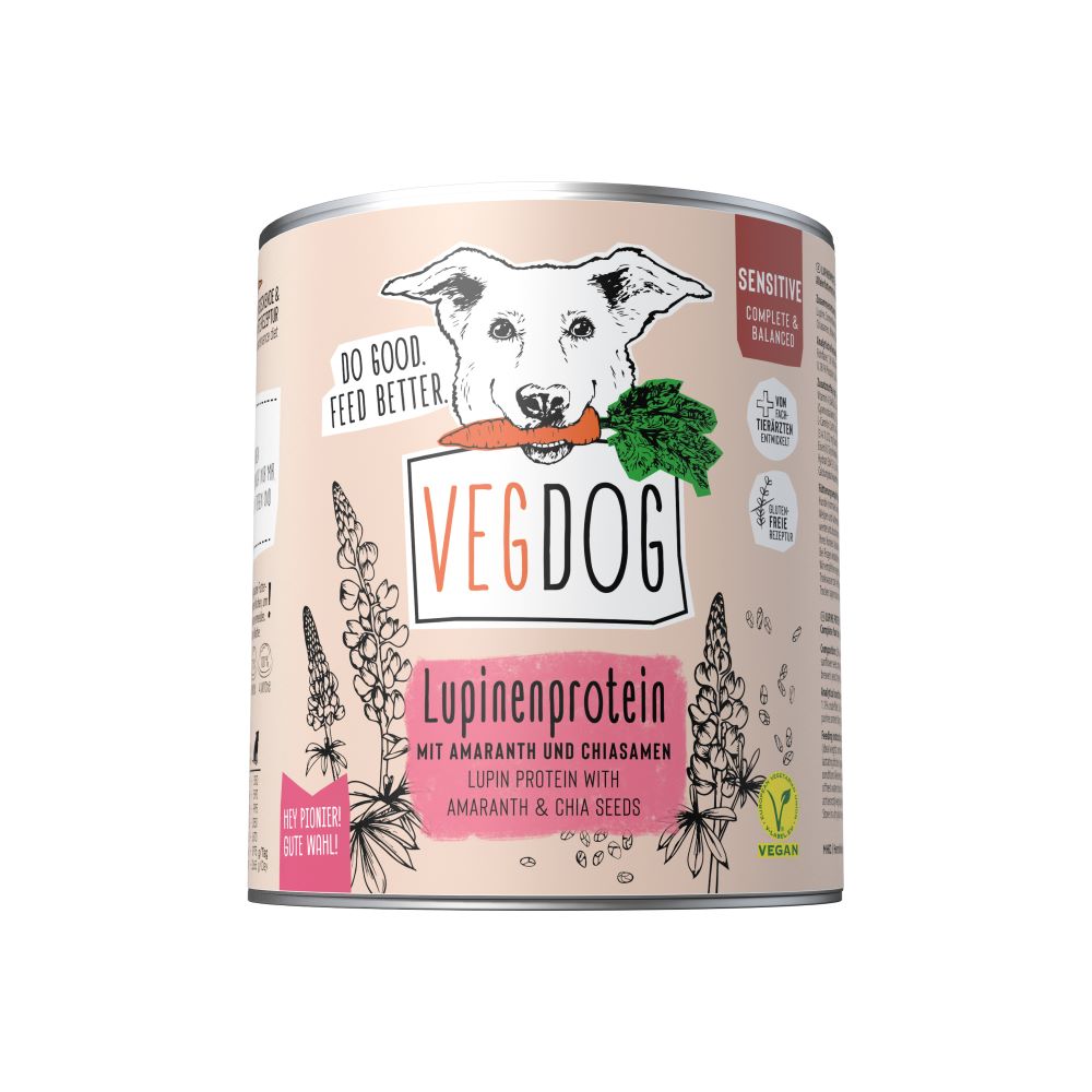 Hunde Alleinfutter Sensitiv Lupinenprotein, nicht Bio, vegan 800g VEGDOG - Bild 1