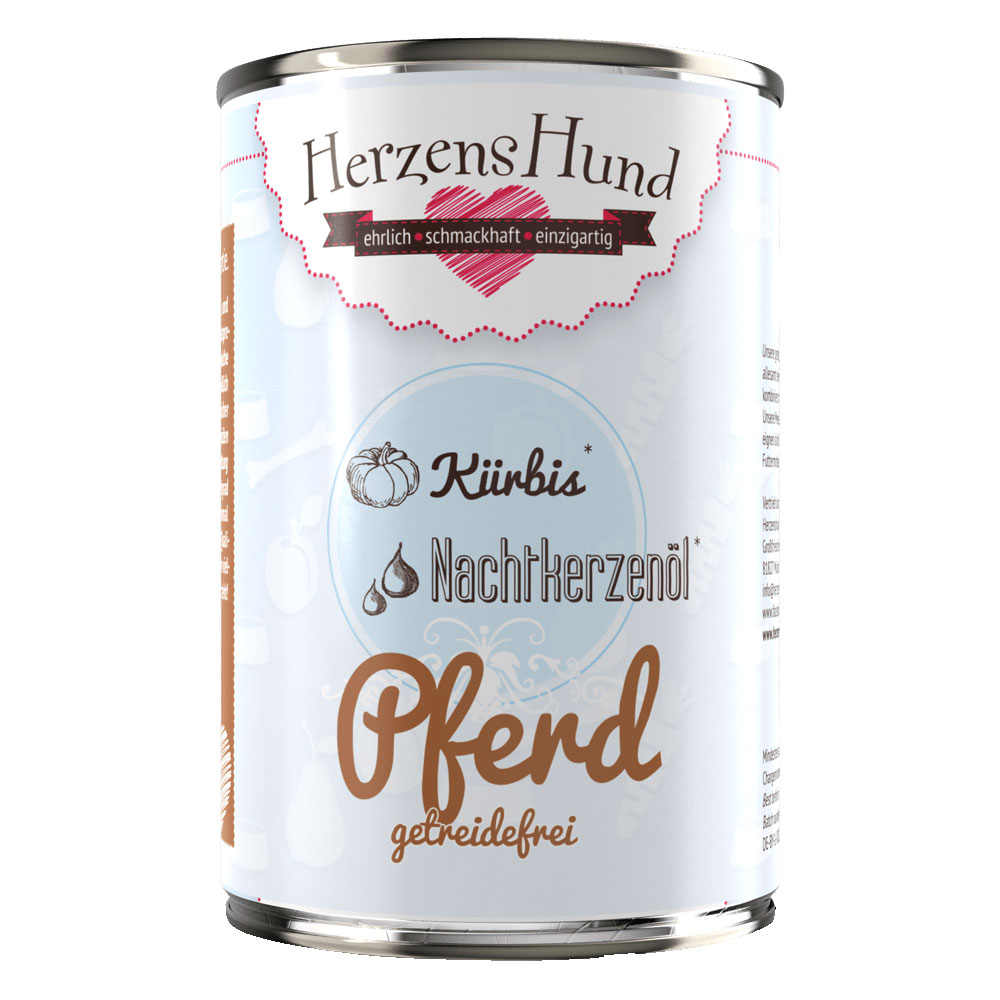 Hunde-Erg.futter Feucht Pferd mit K&uuml;rbis NICHT BIO, getreidefrei 400g Herzen - Bild 1