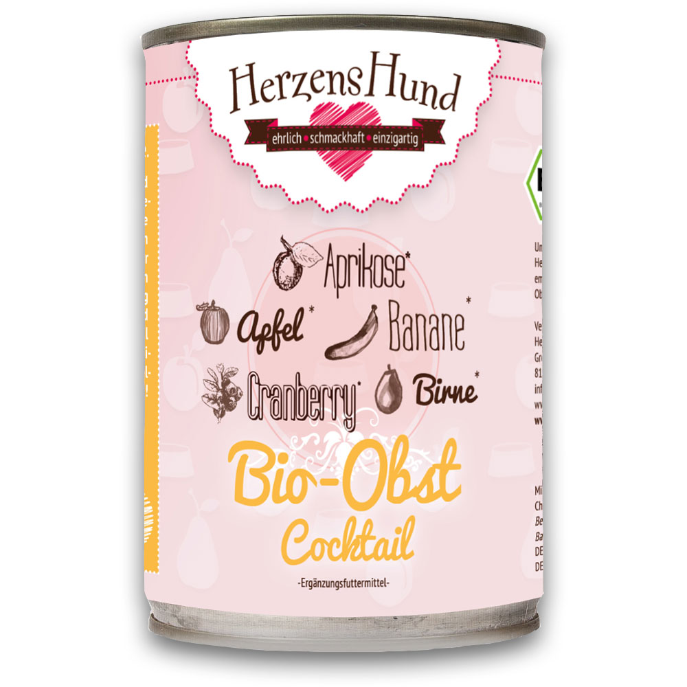 Hunde-Ergänzungsfutter Feucht Bio Obstcocktail 400g Herzenshund - Bild 1