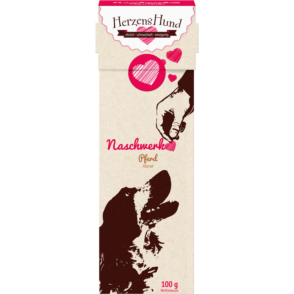 Hunde Leckerli Naschwerk Pferd (nicht Bio) 100 %, 100 g Herzenshund - Bild 1